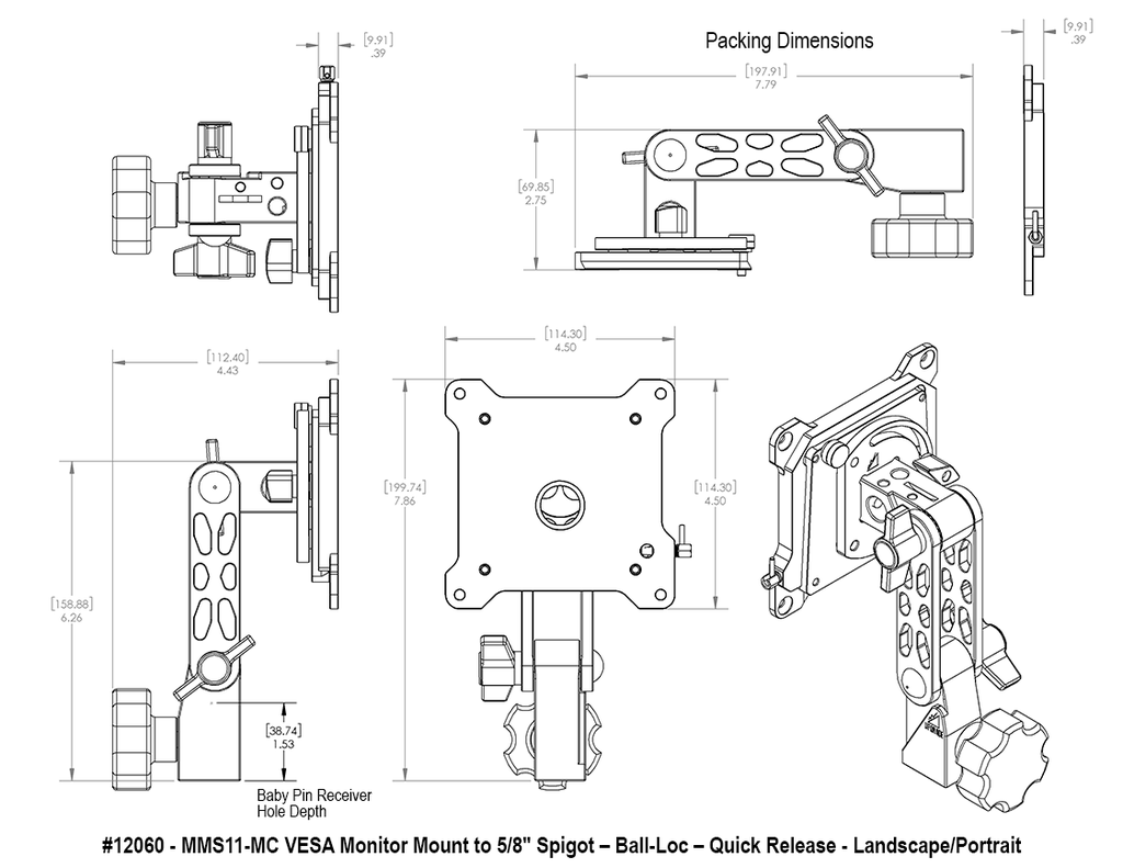 12060 - MMS11-MC VESA Monitor Mount to 5-8″ Spigot – Twin Ball-Loc - QR-LP_Spec.webp