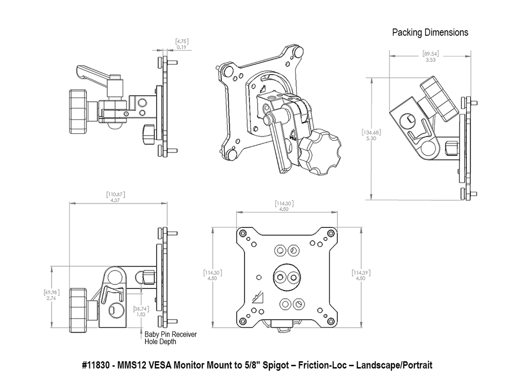 11830 - MMS12 VESA Monitor Mount to 5-8″ Spigot – Friction-Loc - LP_Spec.webp