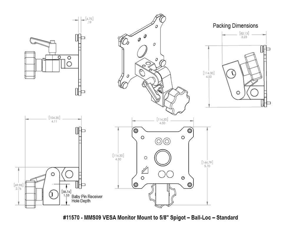 11570 - MMS09 VESA Monitor Mount to 5-8″ Spigot – Ball-Loc – Standard_Spec.webp